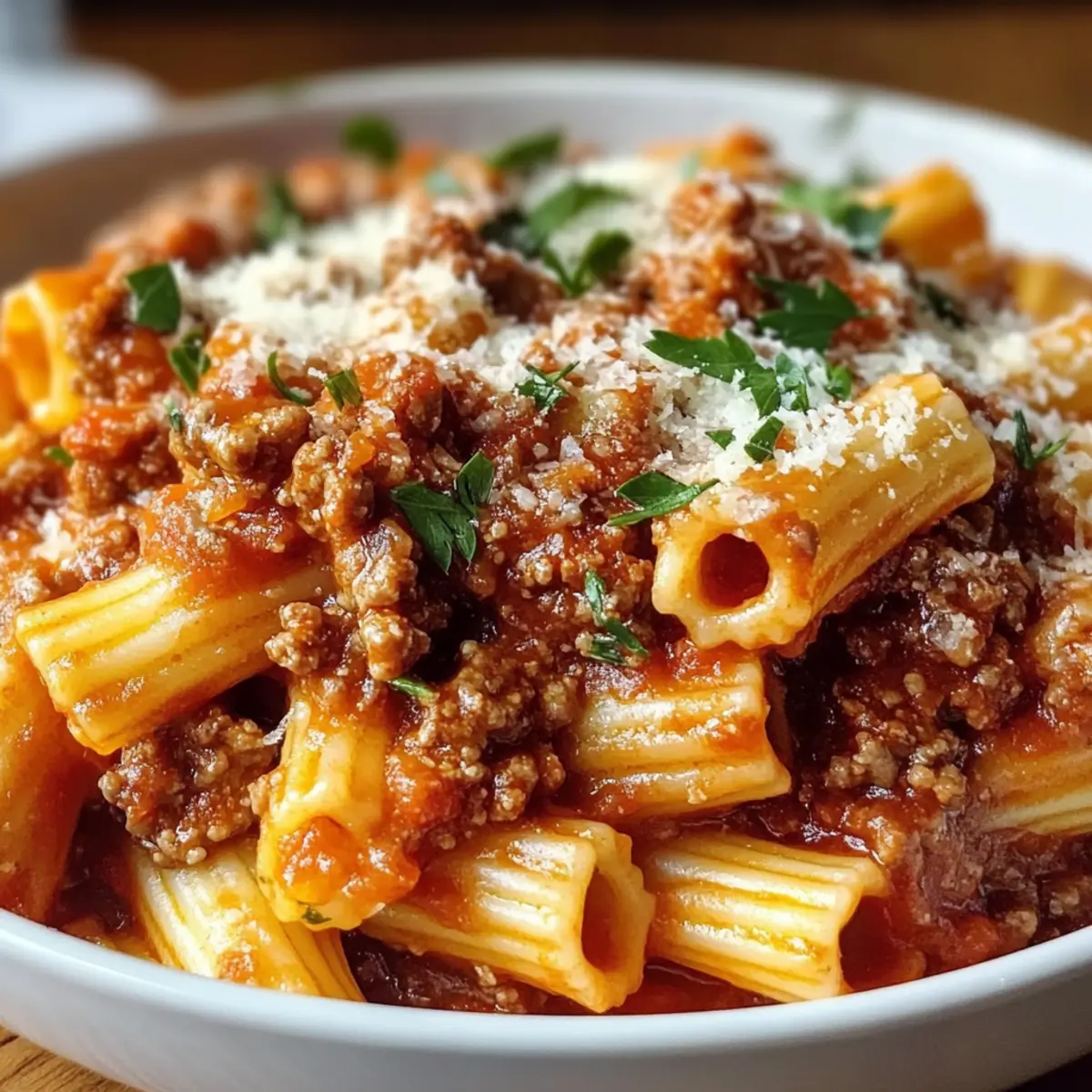 Rindfleisch-Pasta in Tomatensoße Rezept